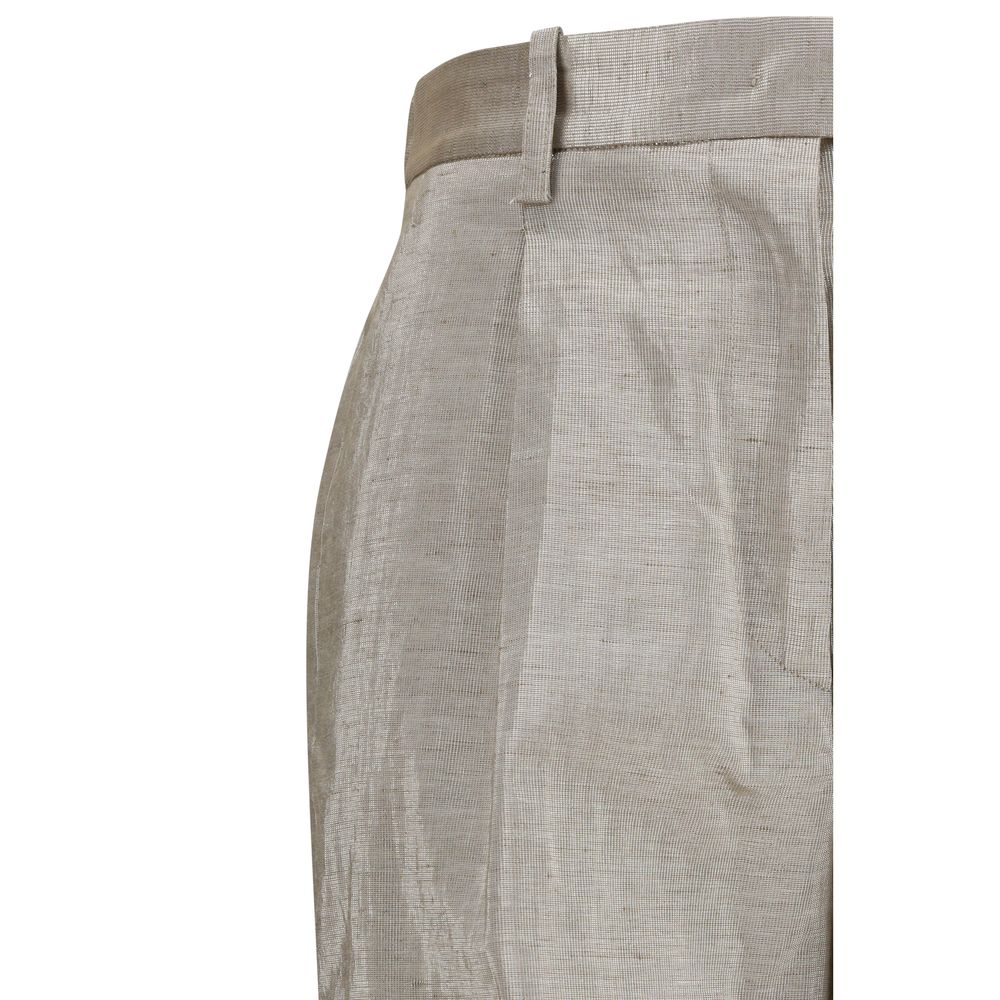 Forte_Forte Silver Lurex Tweed Casual Pants for Women