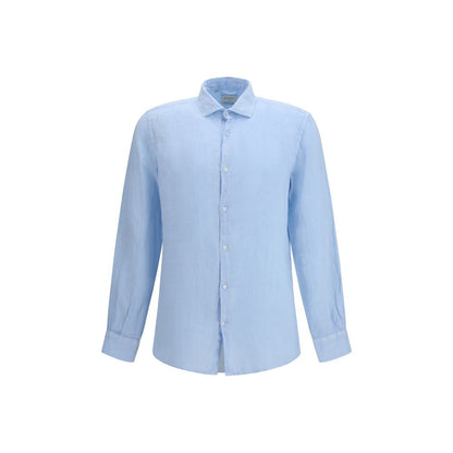 Brooksfield Blauw Linnen Overhemd