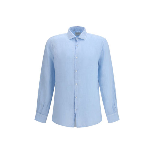 Brooksfield Blauw Linnen Overhemd