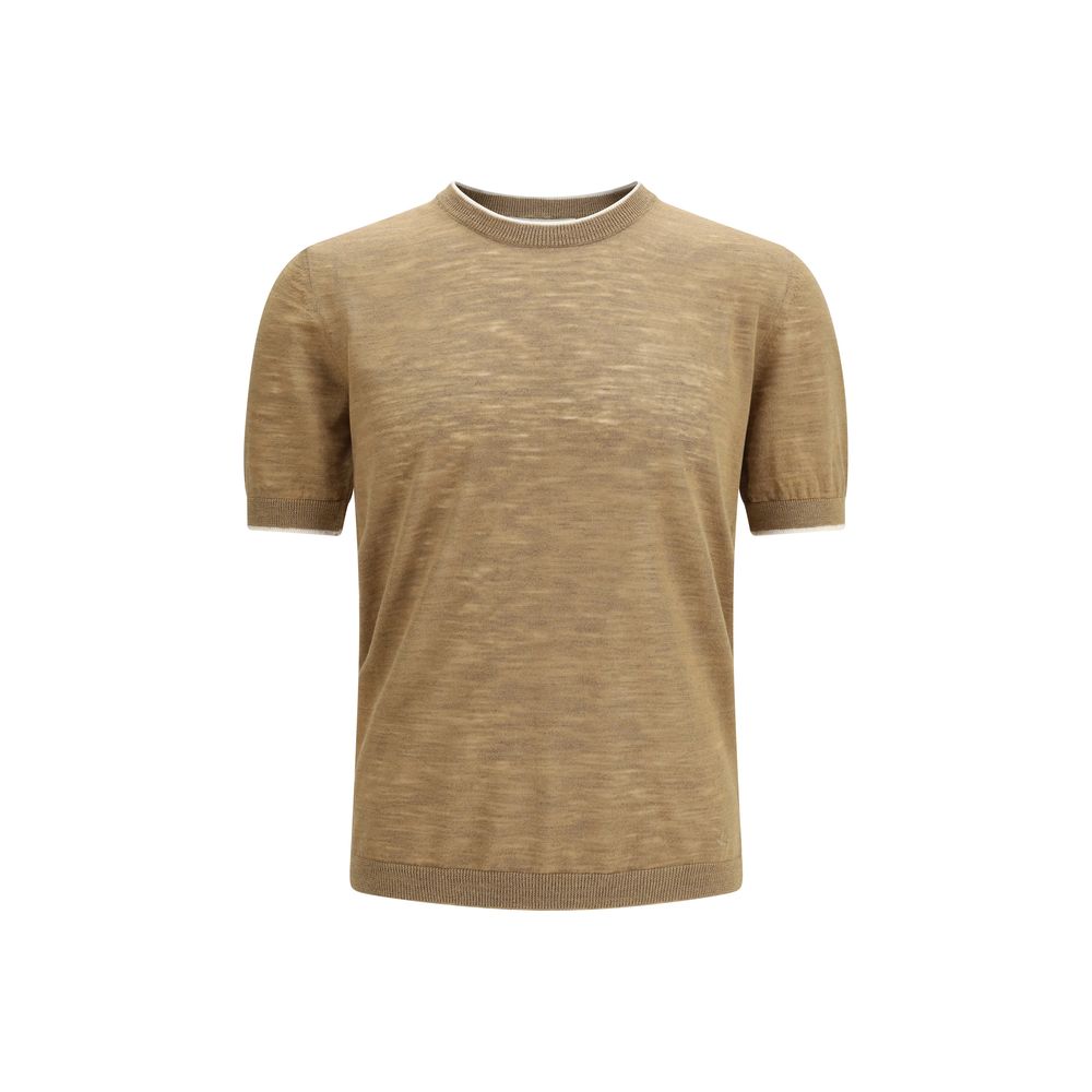Brooksfield Beige Linen Shortsleeve Shirt for Men
