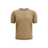 Brooksfield Beige Linen Shortsleeve Shirt for Men