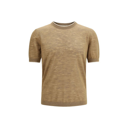 Brooksfield Beige Linnen Overhemd Korte Mouw