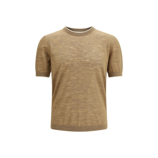 Brooksfield Beige Linnen Overhemd Korte Mouw