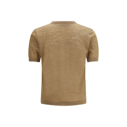 Brooksfield Beige Linnen Overhemd Korte Mouw