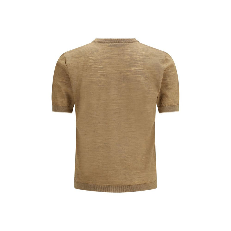 Brooksfield Beige Linnen Overhemd Korte Mouw