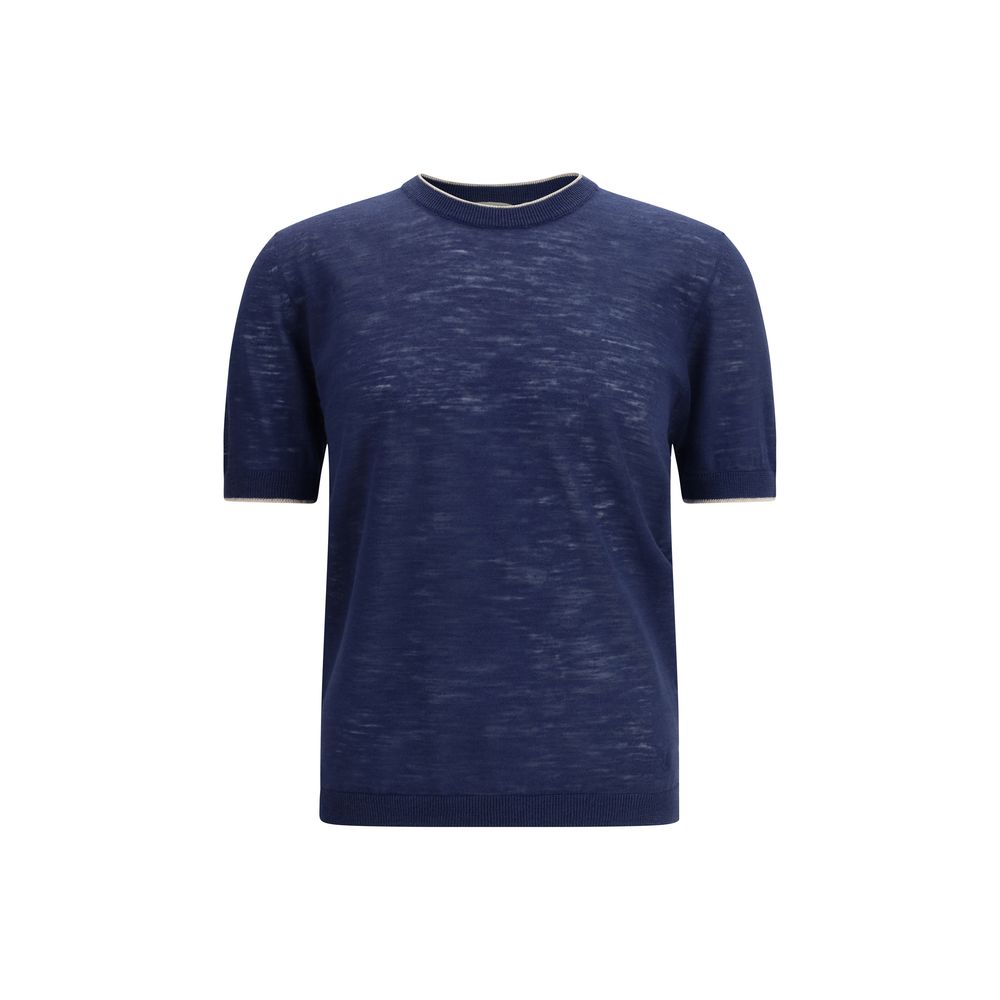 Brooksfield Blue Linen Shortsleeve Shirt for Men