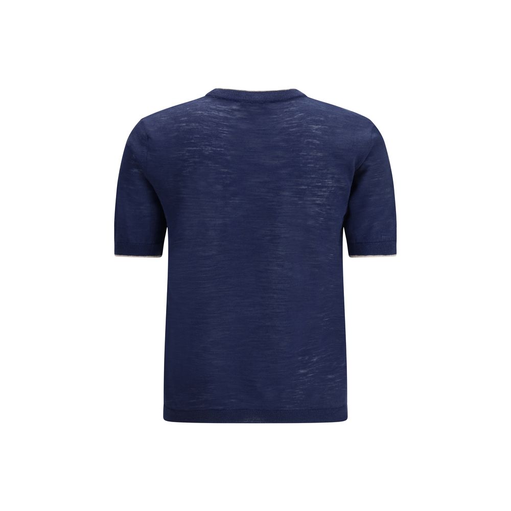 Brooksfield Blue Linen Shortsleeve Shirt for Men