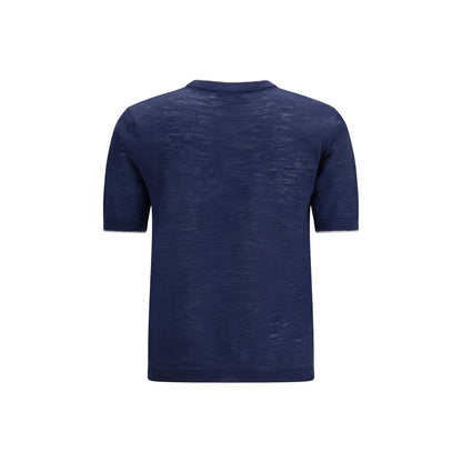 Brooksfield Blauw Linnen Overhemd Korte Mouwen