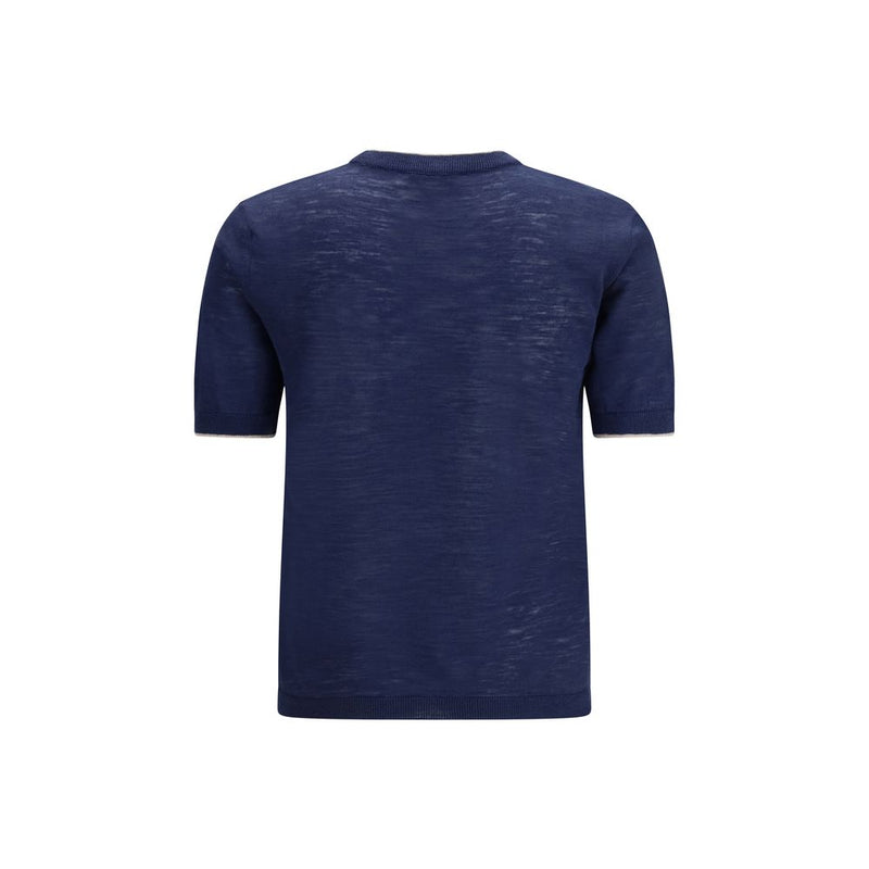 Brooksfield Blue Linen Shortsleeve Shirt for Men