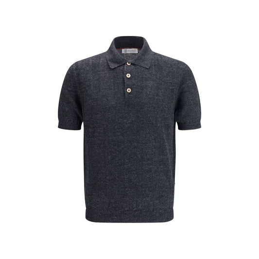 Brunello Cucinelli Gray Cotton Polo Shirt for Men