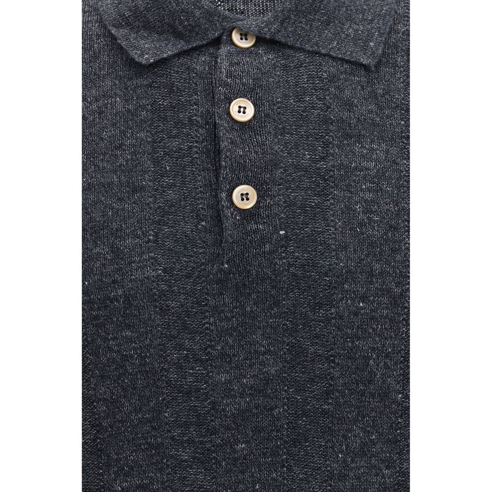 Brunello Cucinelli Gray Cotton Polo Shirt - Elegant & Modern