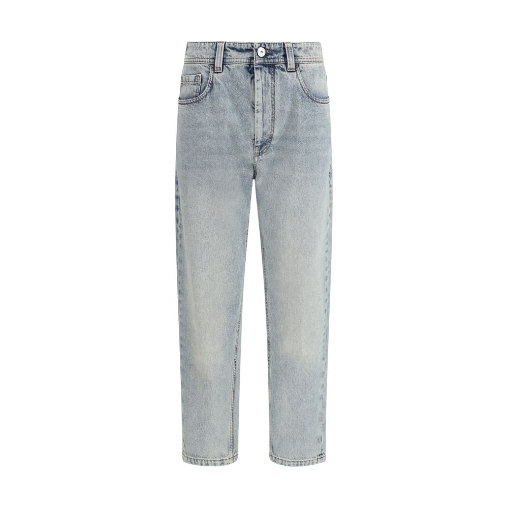 Brunello Cucinelli Blue Cotton Straight-Leg Jeans for Women