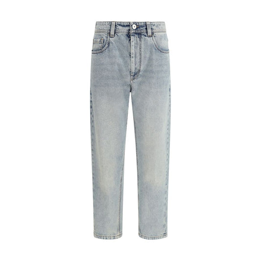 Brunello Cucinelli Blue Cotton Straight-Leg Jeans for Women