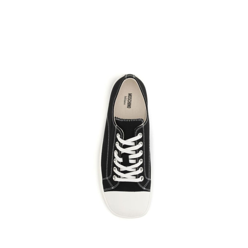 Moschino Black Cotton Low Top Sneakers for Men