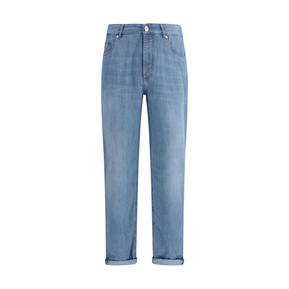 Brunello Cucinelli Jean décontracté en coton bleu