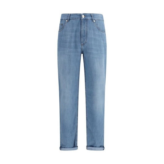 Brunello Cucinelli Blue Cotton Relaxed Fit Jeans for Men