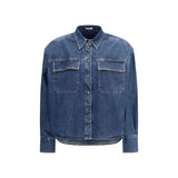 Brunello Cucinelli Blue Denim Shirt with Jewel Details