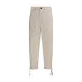 Brunello Cucinelli Beige Linen Casual Pants for Men