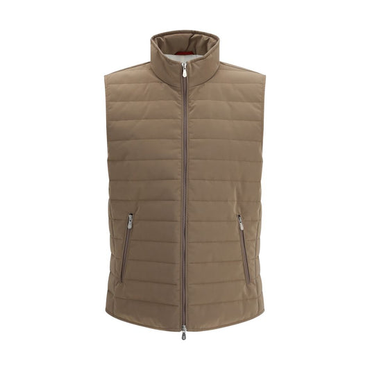 Brunello Cucinelli Beige Quilted Sleeveless Jacket for Men