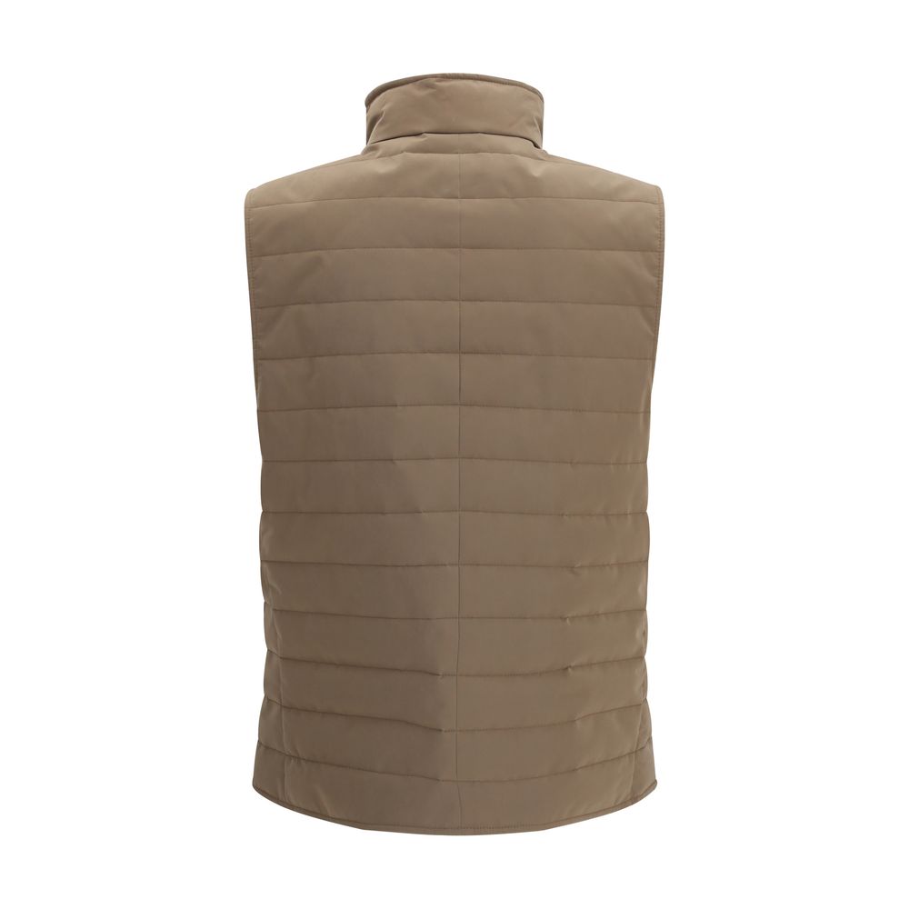 Brunello Cucinelli Beige Quilted Sleeveless Jacket for Men