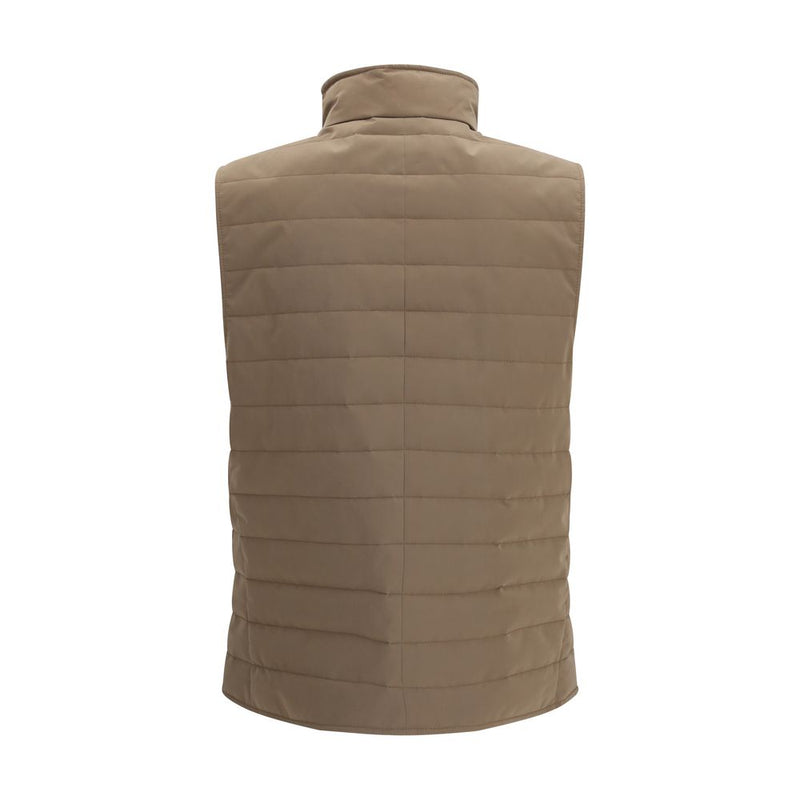 Brunello Cucinelli Beige Quilted Sleeveless Jacket for Men