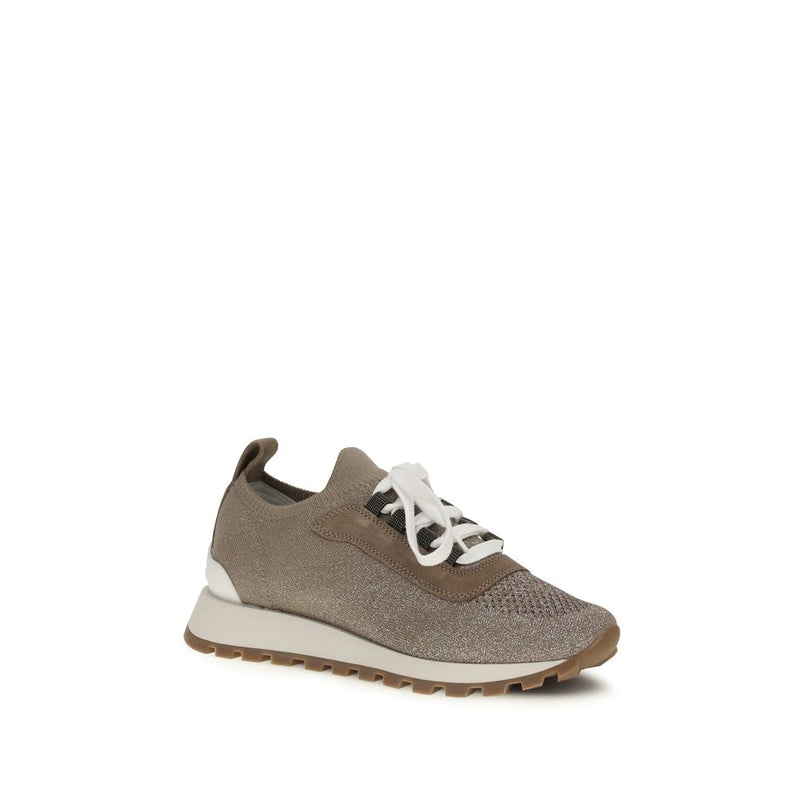 Brunello Cucinelli Beige Cotton Chunky Sneakers for Women
