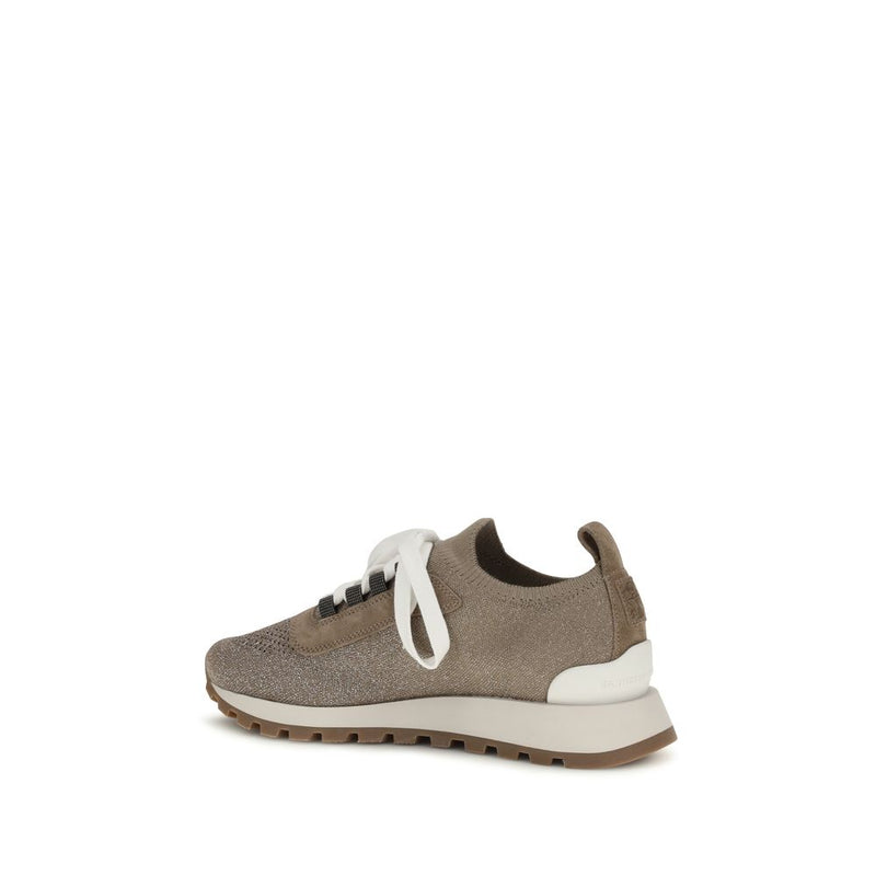 Brunello Cucinelli Beige Cotton Chunky Sneakers for Women