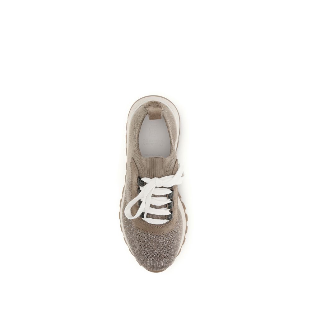Brunello Cucinelli Beige Cotton Chunky Sneakers for Women