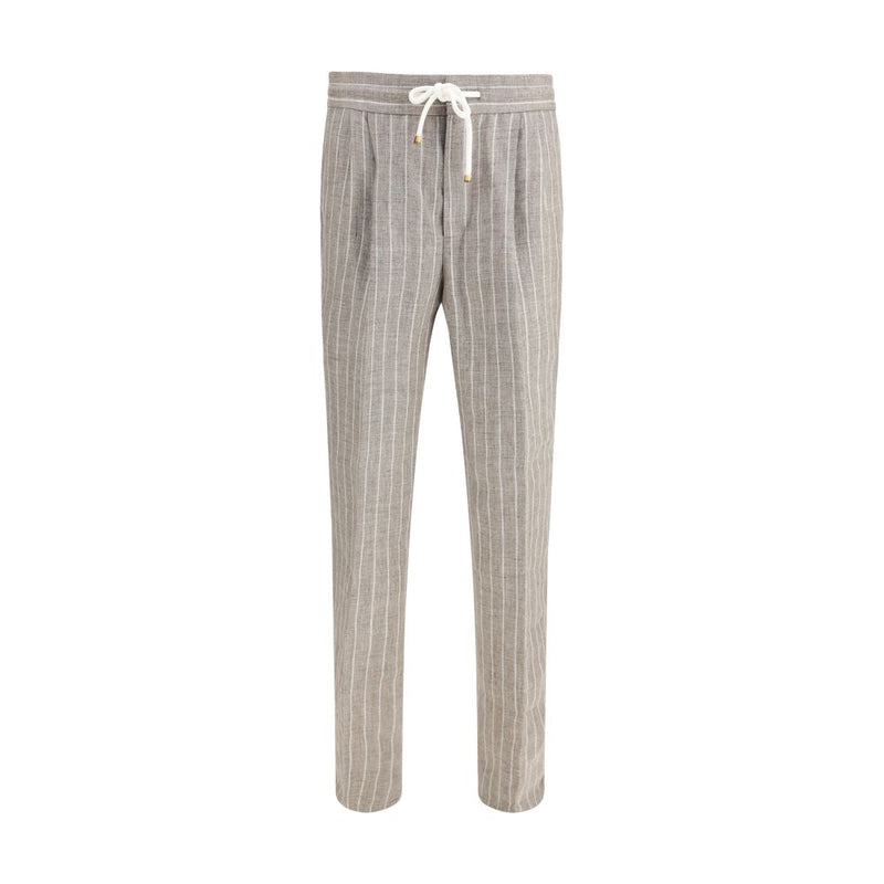 Brunello Cucinelli Beige Linnen Casual Broek