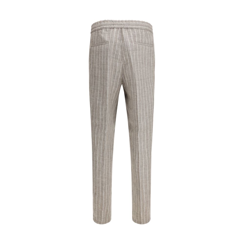 Brunello Cucinelli Beige Linen Casual Pants for Men