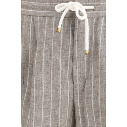 Brunello Cucinelli Beige Linnen Casual Broek