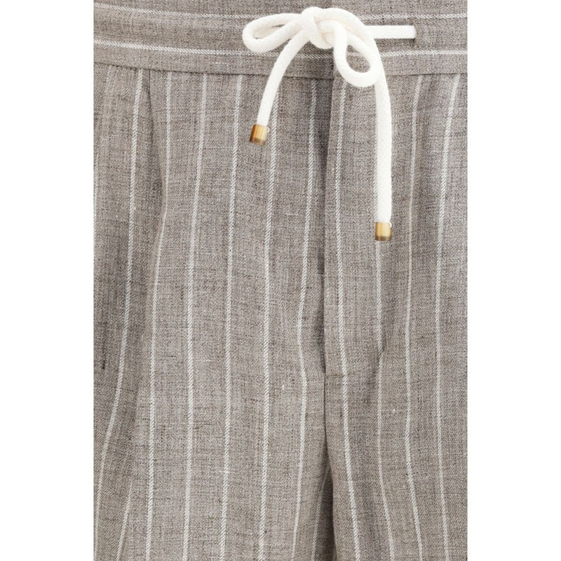 Brunello Cucinelli Beige Linnen Casual Broek