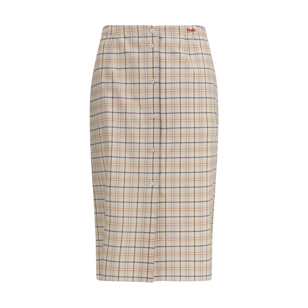 Prada Multicolor Cotton Midi Skirt - Checked Poplin Design