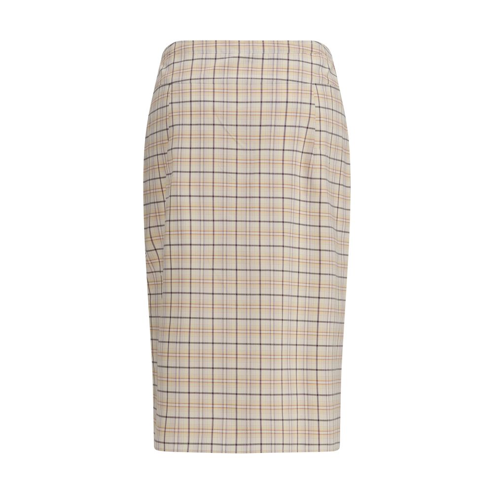 Prada Multicolor Cotton Midi Skirt - Checked Poplin Design