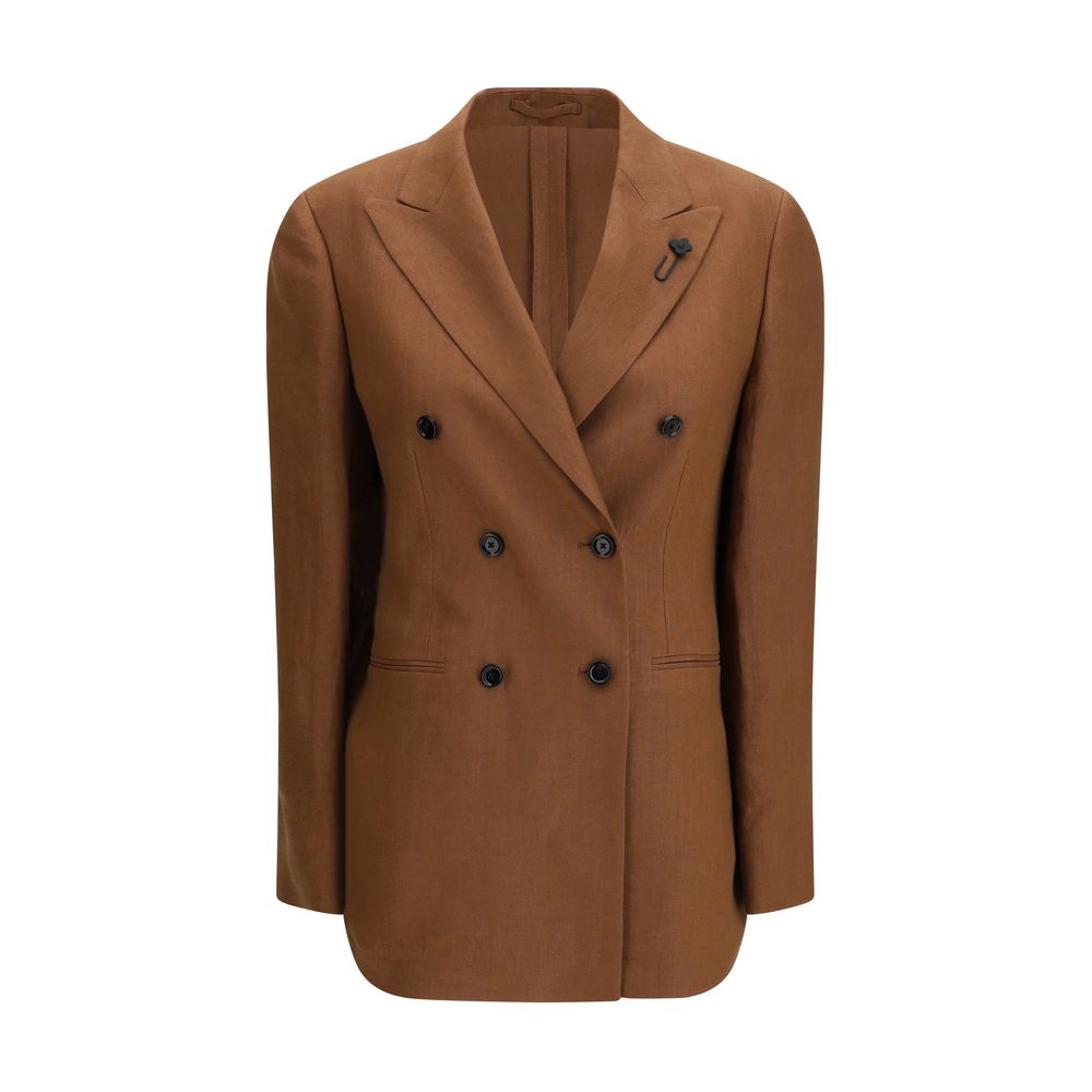 Lardini Brown Linen Blazer for Effortless Elegance