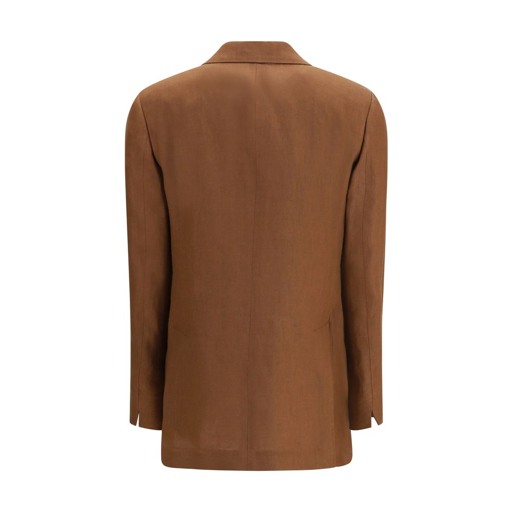 Lardini Brown Linen Blazer for Effortless Elegance