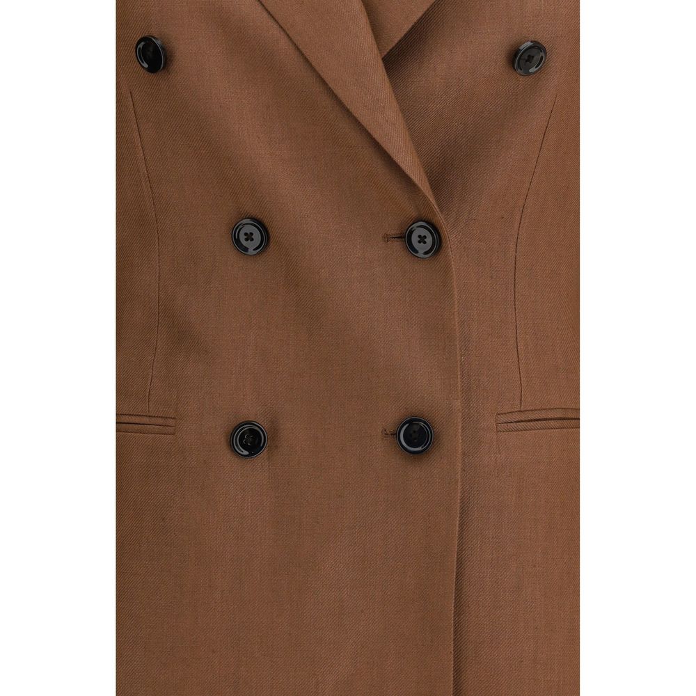 Lardini Brown Linen Blazer for Effortless Elegance