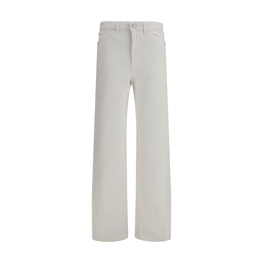 Lemaire White Cotton Casual Pants for Women