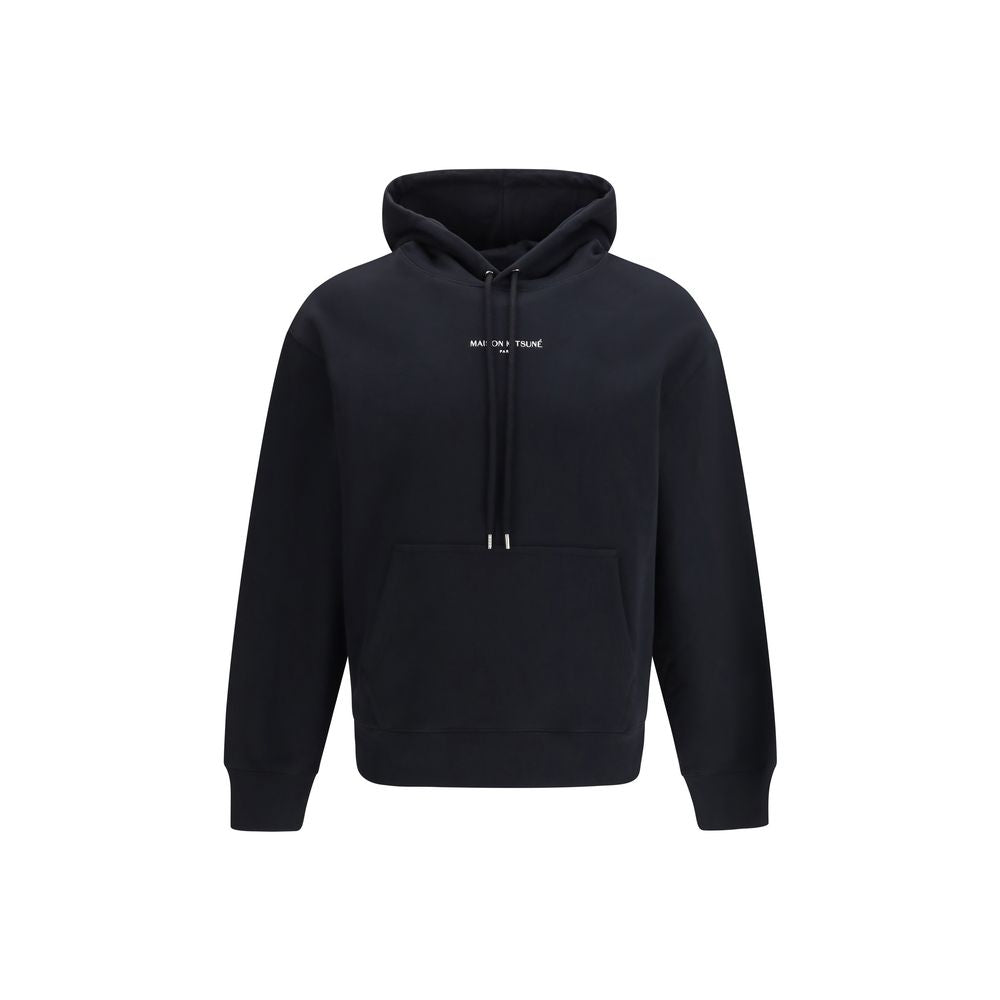 Maison Kitsuné Black Cotton Sweatshirt with Embroidered Logo
