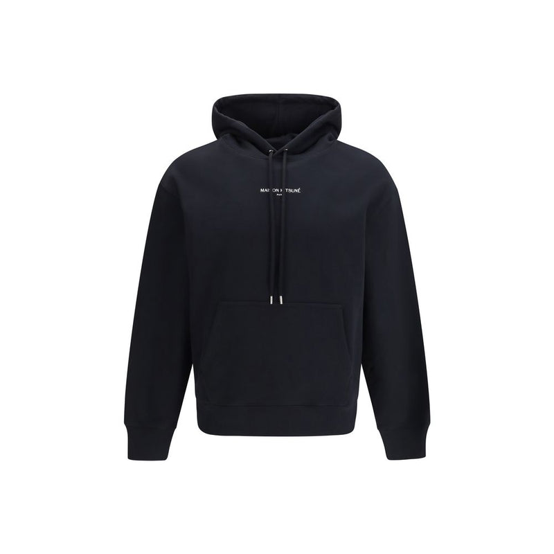 Maison Kitsuné Black Cotton Sweatshirt with Embroidered Logo