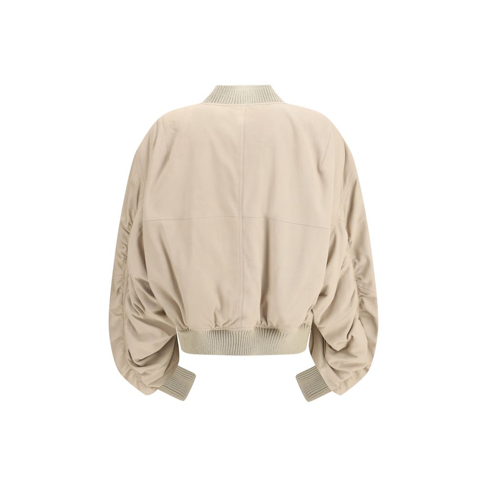 Rick Owens Secchia Flight Bomber in Beige Lamb Leather
