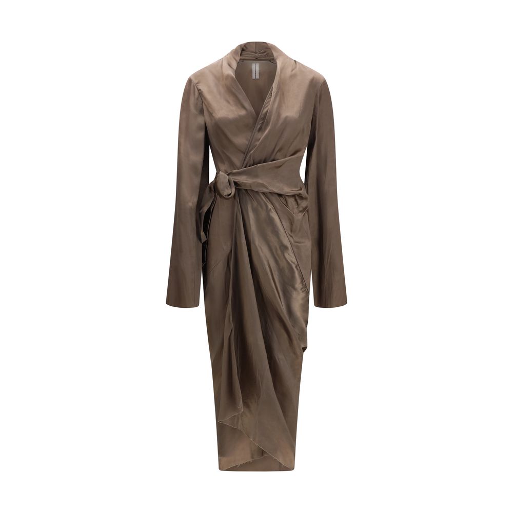 Rick Owens Asymmetric Wrap Dress in Brown Copper