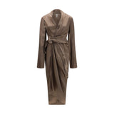 Rick Owens Asymmetric Wrap Dress in Brown Copper