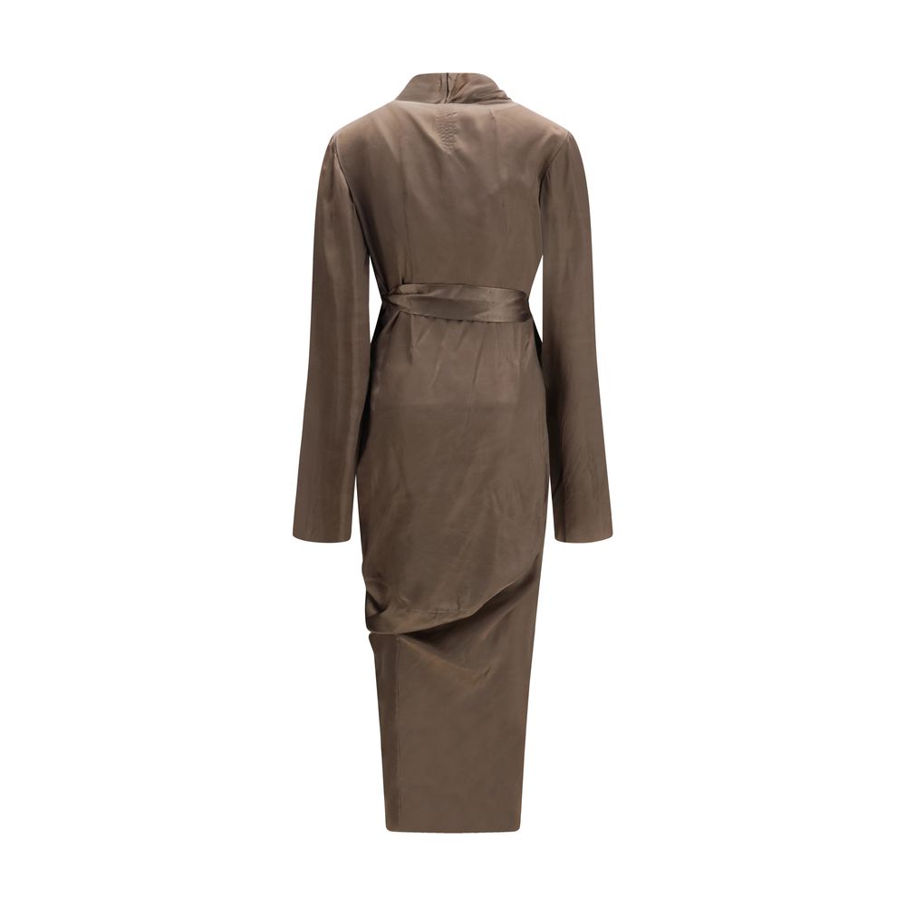 Rick Owens Asymmetric Wrap Dress in Brown Copper