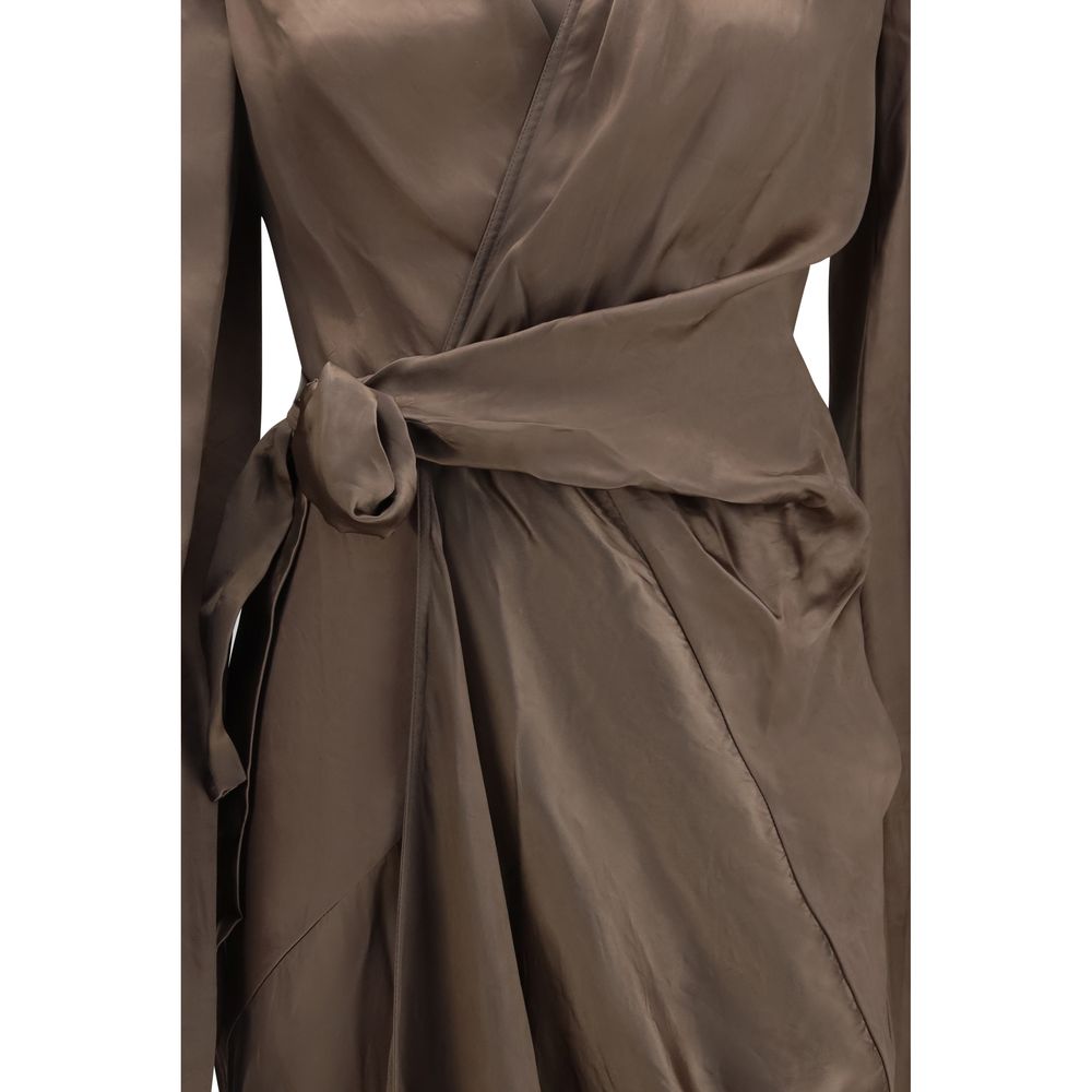 Rick Owens Asymmetric Wrap Dress in Brown Copper