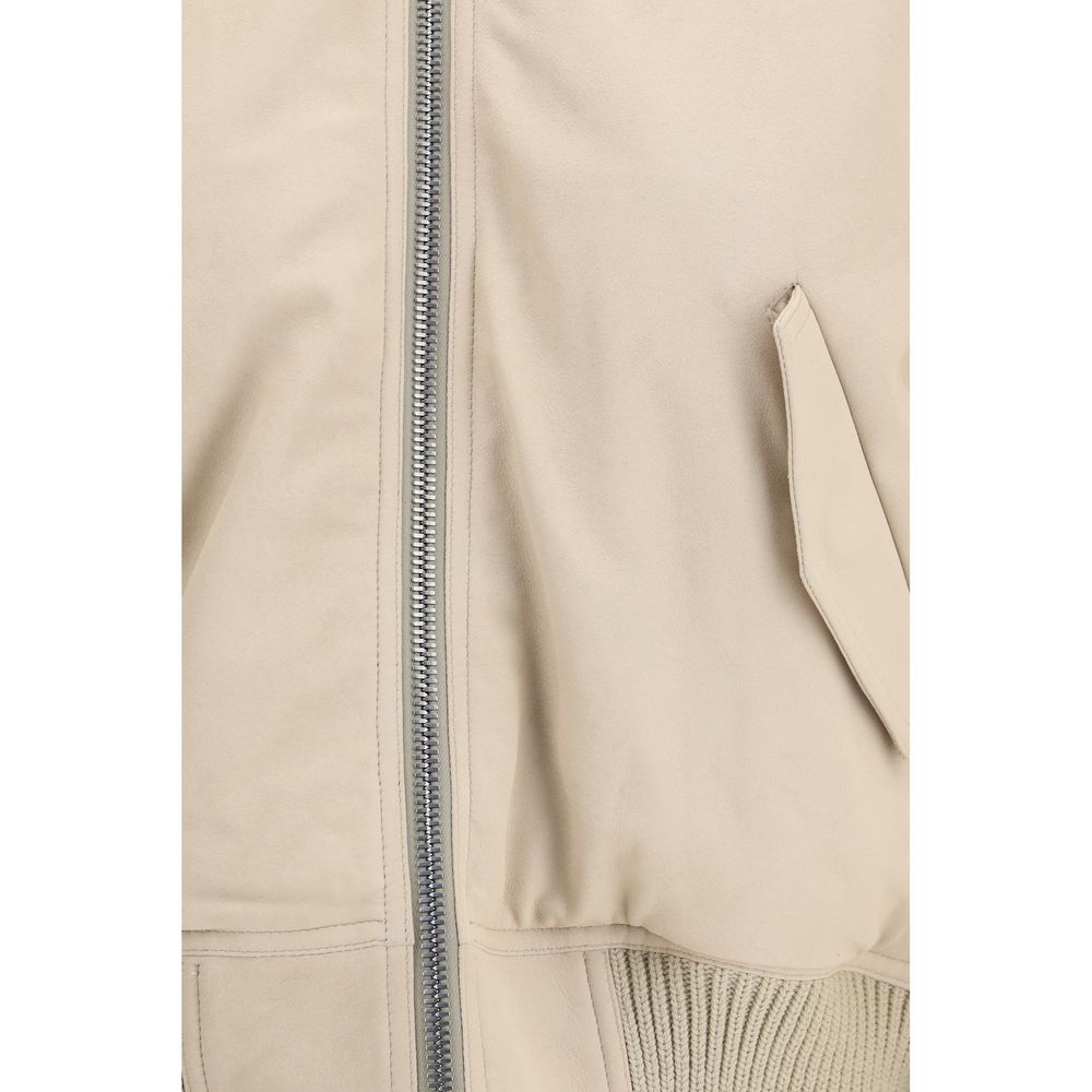 Rick Owens Secchia Flight Bomber in Beige Lamb Leather