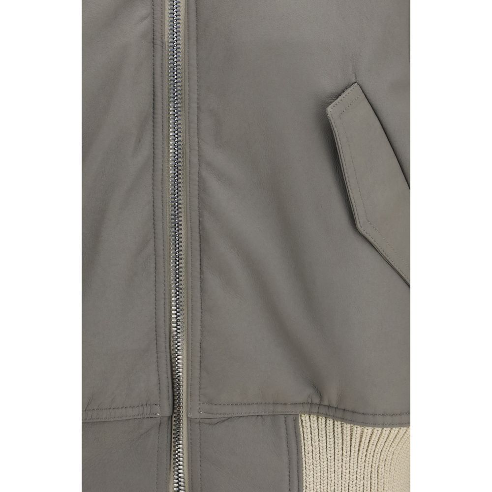 Rick Owens Secchia Flight Bomber in Beige Lamb Leather