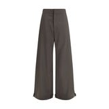 SA SU PHI Petra Gray Cotton Casual Pants for Women