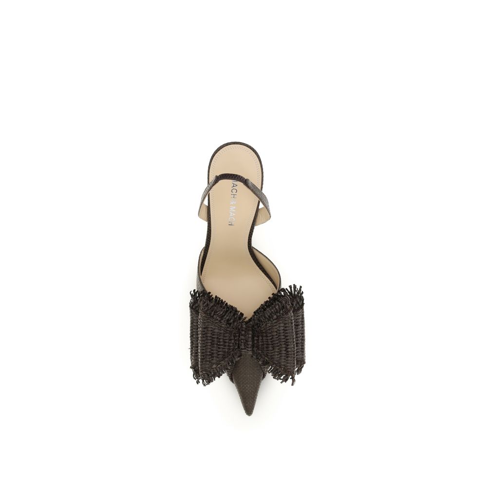 MACH & MACH Brown Raffia Pumps for Elegant Occasions