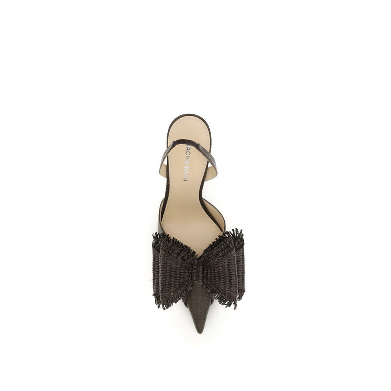 MACH & MACH Brown Raffia Pumps - Elegant Slingback Design